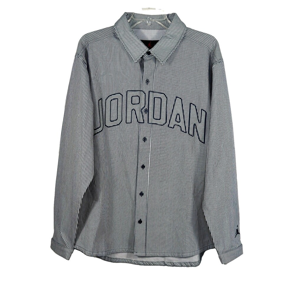Nike Jordan Flight Oxford Long Sleeve Top Shirt Small Pinstripe IB0317-451